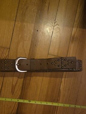 Brown 39 In Studded Leather Belt